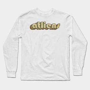 Atliens // Vintage Rainbow Typography Style // 70s Long Sleeve T-Shirt